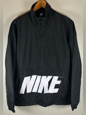 Nike Sportswear Men’s Hybrid Anorak Windbreaker Jacket Size M Black Nylon NWOT